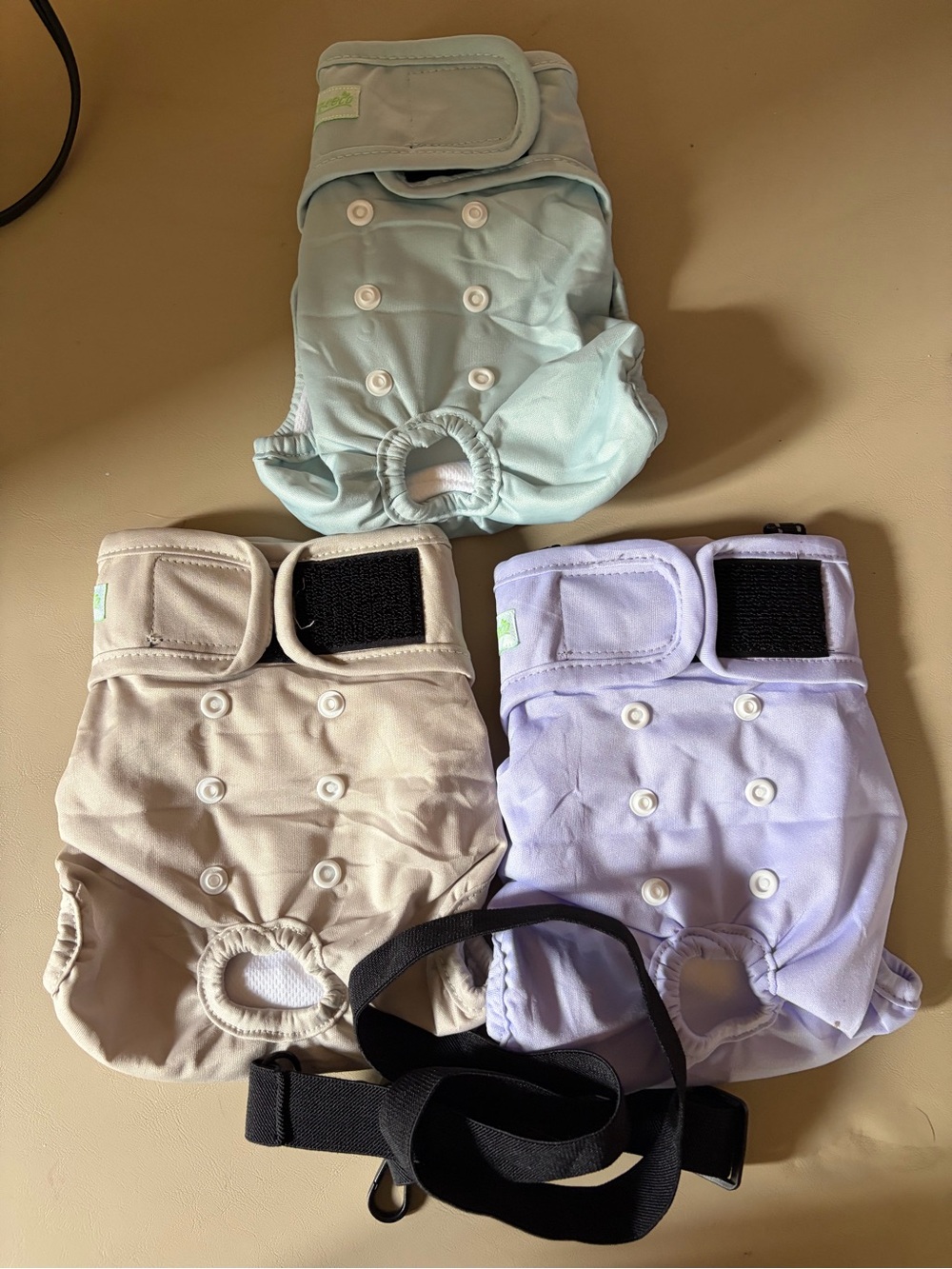 Adjustable Reusable Dog Diapers - Mint, Beige, Lavender